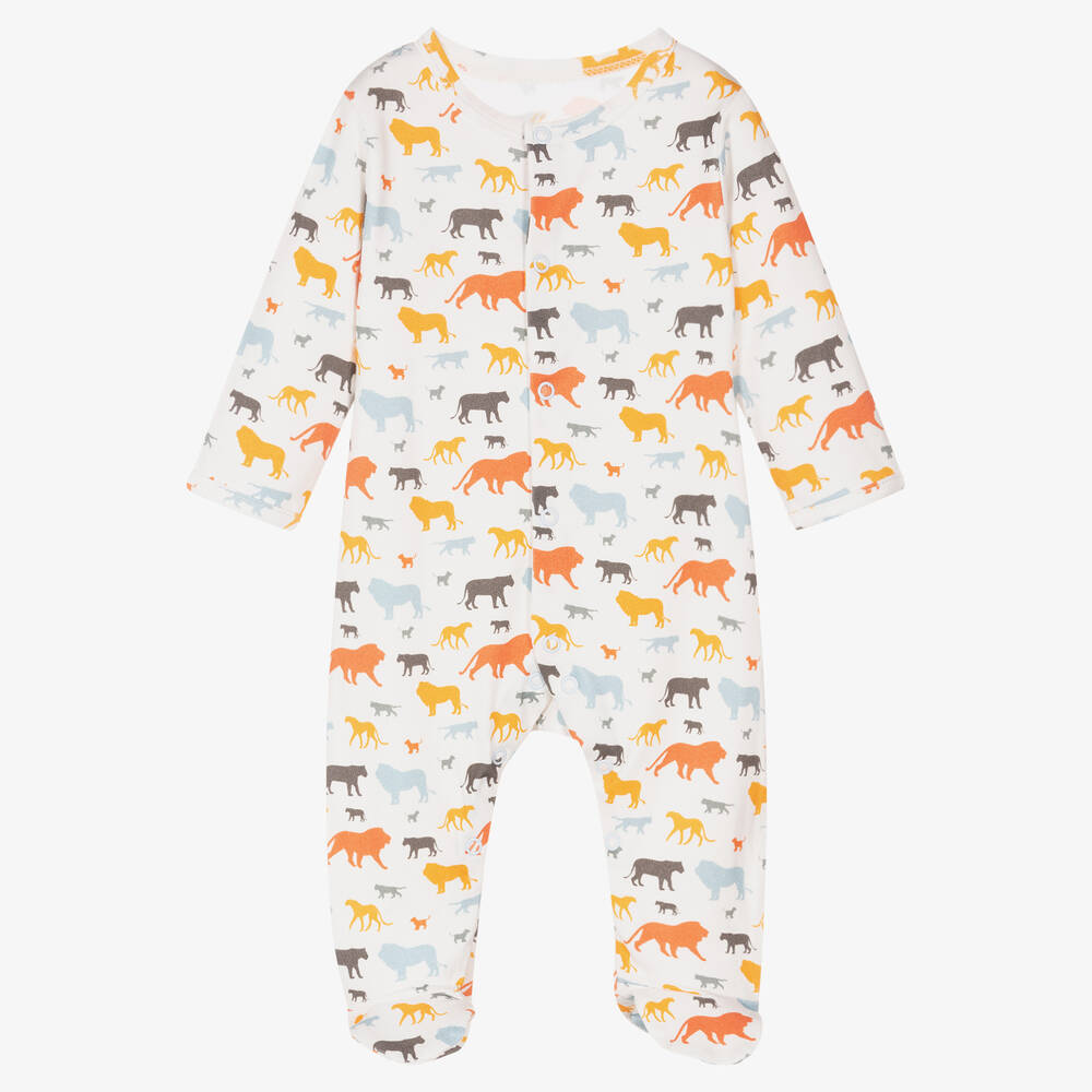 My Little Pie - Ivory Cotton Lions Babygrow | Childrensalon