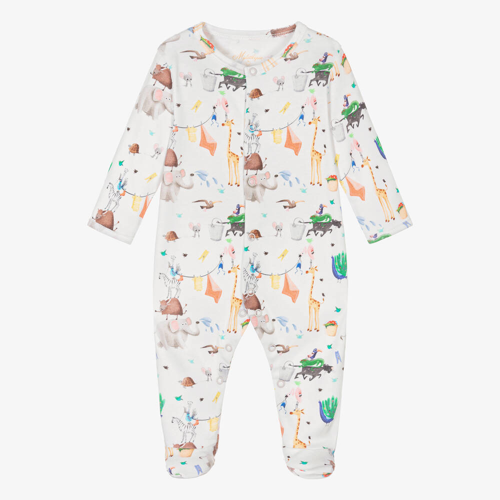 My Little Pie-Ivory Supima Cotton Laundry Babygrow | Childrensalon Outlet