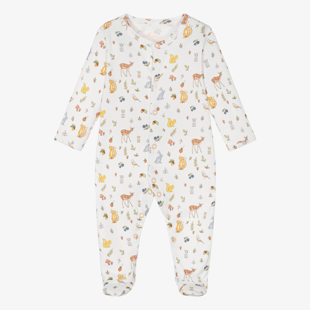 My Little Pie-Ivory Supima Cotton Woodland Babygrow | Childrensalon Outlet