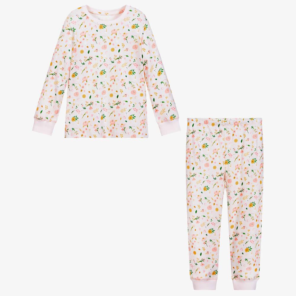ماي ليتل باي-بيجاما قطن سوبيما لون زهري بطبعة ورود للبنات | Childrensalon Outlet