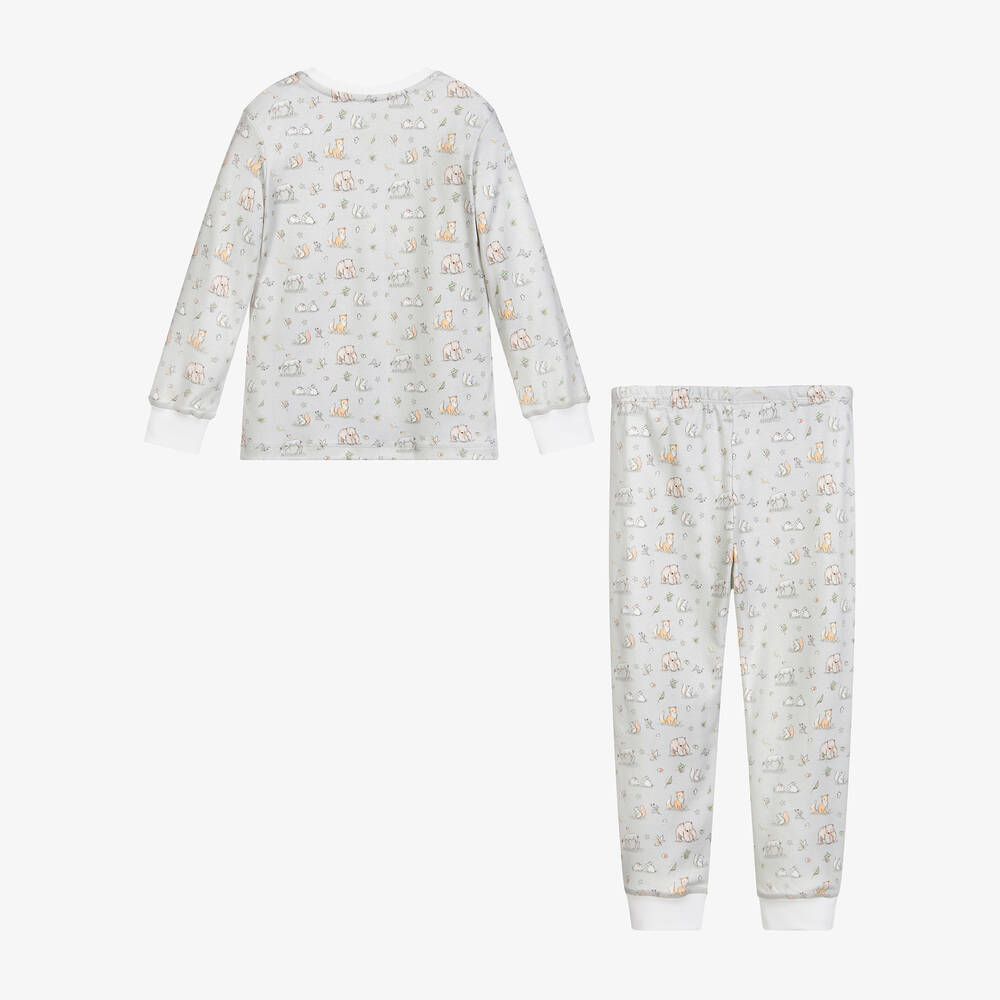 ماي ليتل باي-بيجاما قطن سوبيما لون رمادي، بيج وأبيض | Childrensalon Outlet