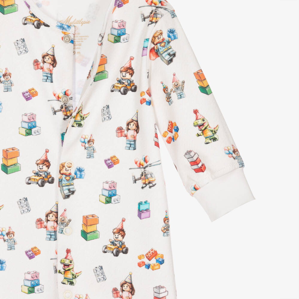 My Little Pie-White Block Party Print Supima Cotton Romper | Childrensalon Outlet