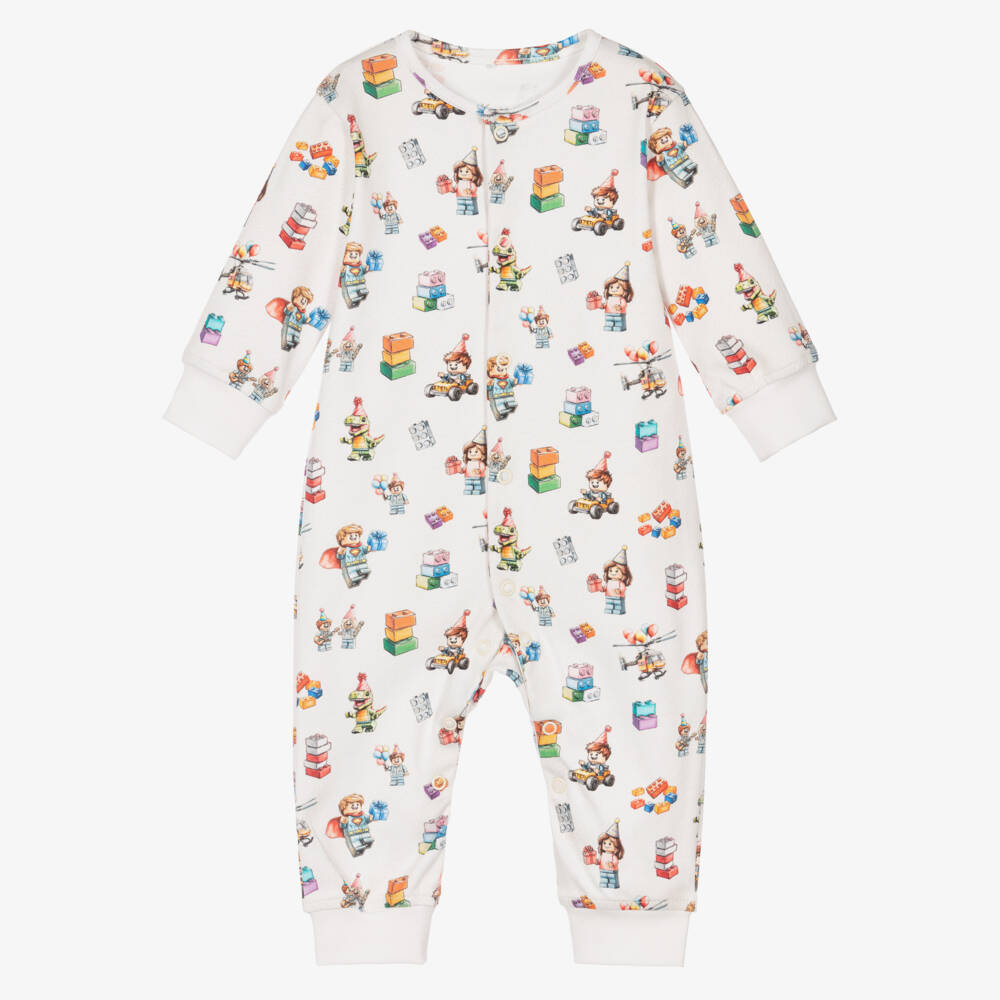 My Little Pie-White Block Party Print Supima Cotton Romper | Childrensalon Outlet