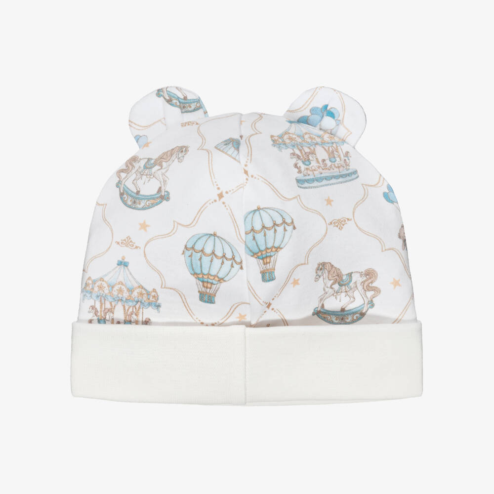 My Little Pie-White & Blue Supima Cotton Coquette Baby Hat | Childrensalon Outlet