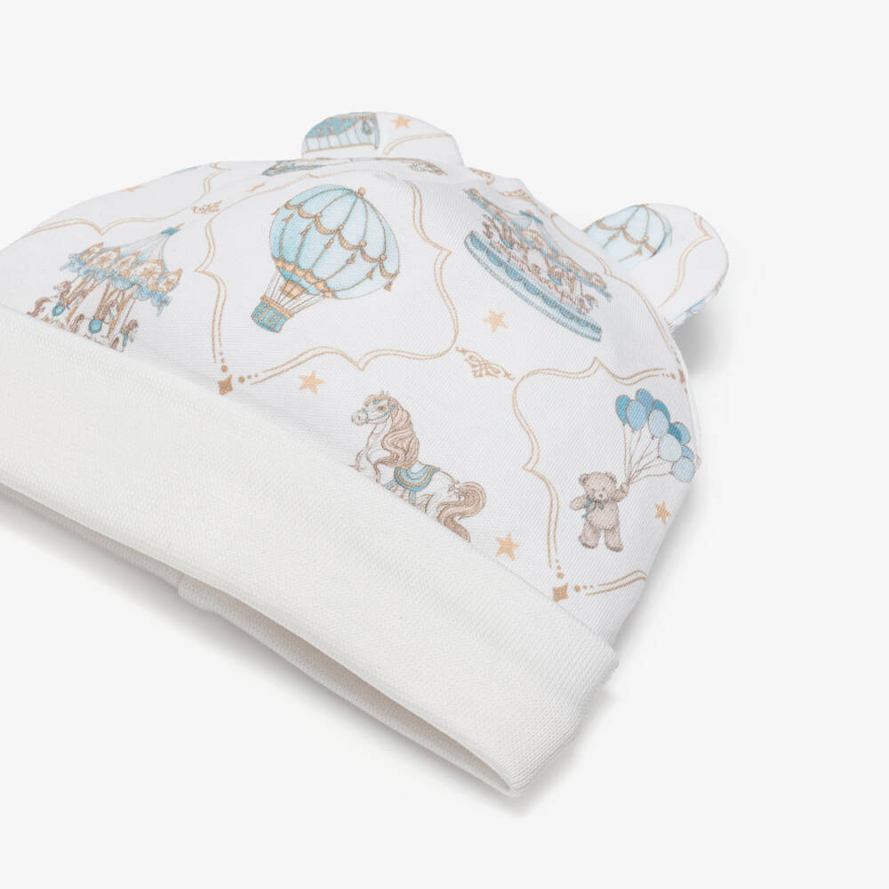 My Little Pie-White & Blue Supima Cotton Coquette Baby Hat | Childrensalon Outlet