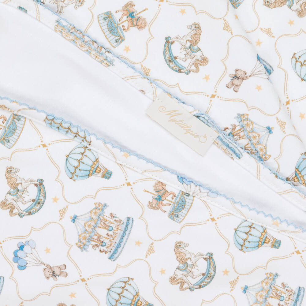 My Little Pie-White & Blue Supima Cotton Coquette Blanket (80cm) | Childrensalon Outlet