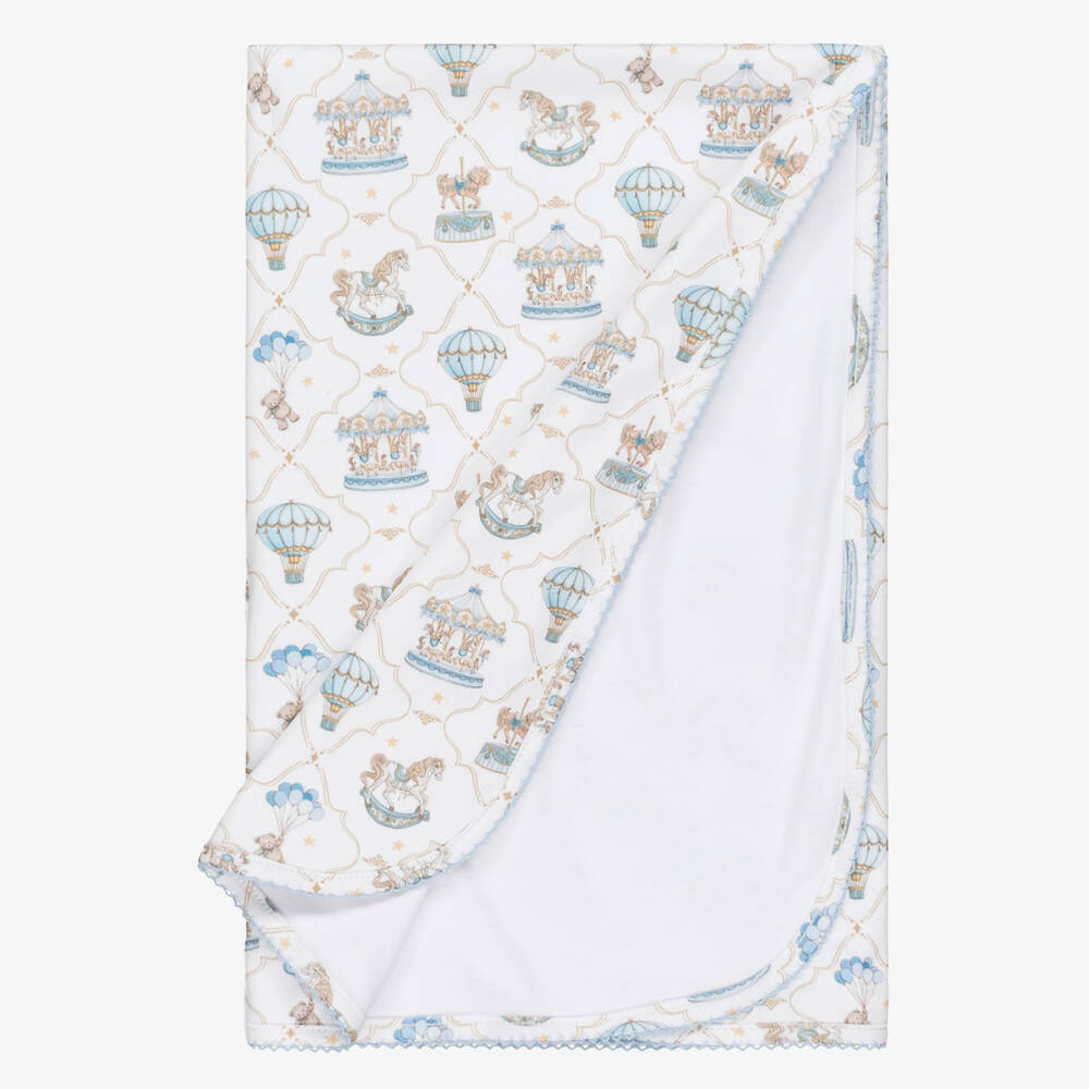 My Little Pie-White & Blue Supima Cotton Coquette Blanket (80cm) | Childrensalon Outlet