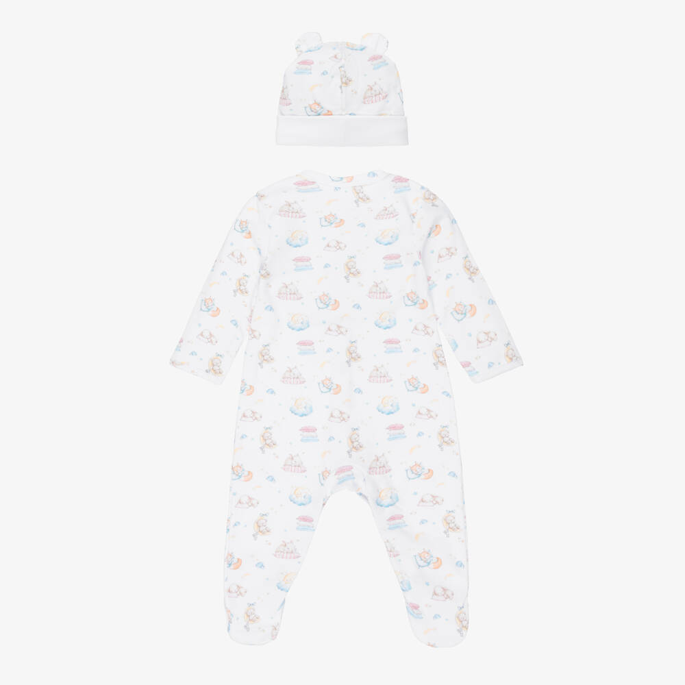 My Little Pie-White & Blue Supima Cotton Moonlight Print Babysuit Set | Childrensalon Outlet