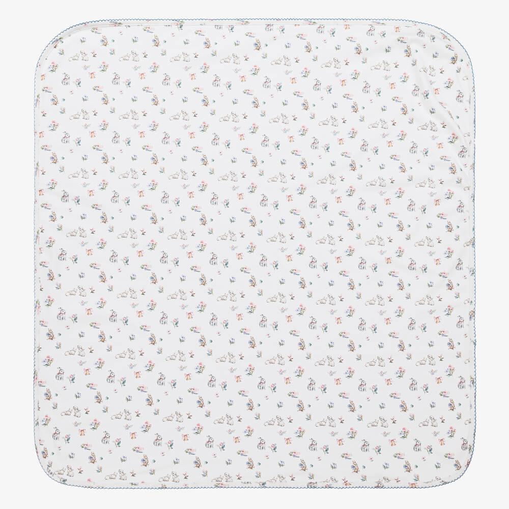 My Little Pie - Бело-голубое одеяло из хлопка супима с кроликами (81см) | Childrensalon