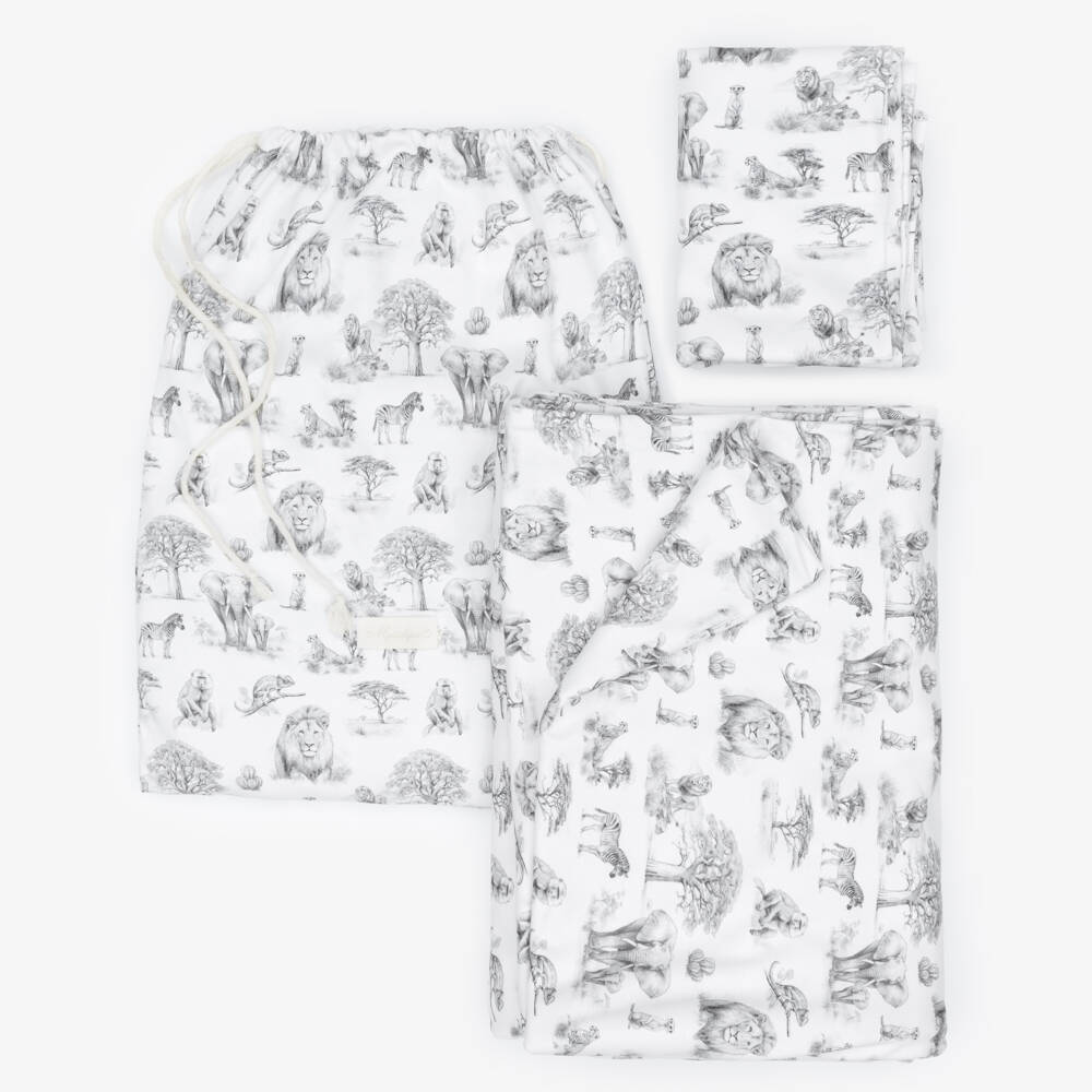 My Little Pie-White & Grey Wild Horizon Supima Cotton Single Bedding Set | Childrensalon Outlet