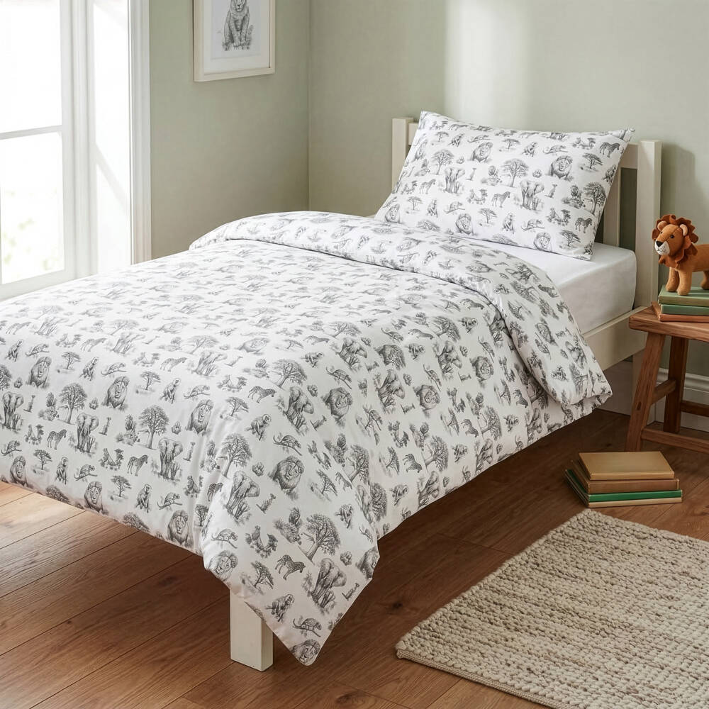 My Little Pie-White & Grey Wild Horizon Supima Cotton Single Bedding Set | Childrensalon Outlet