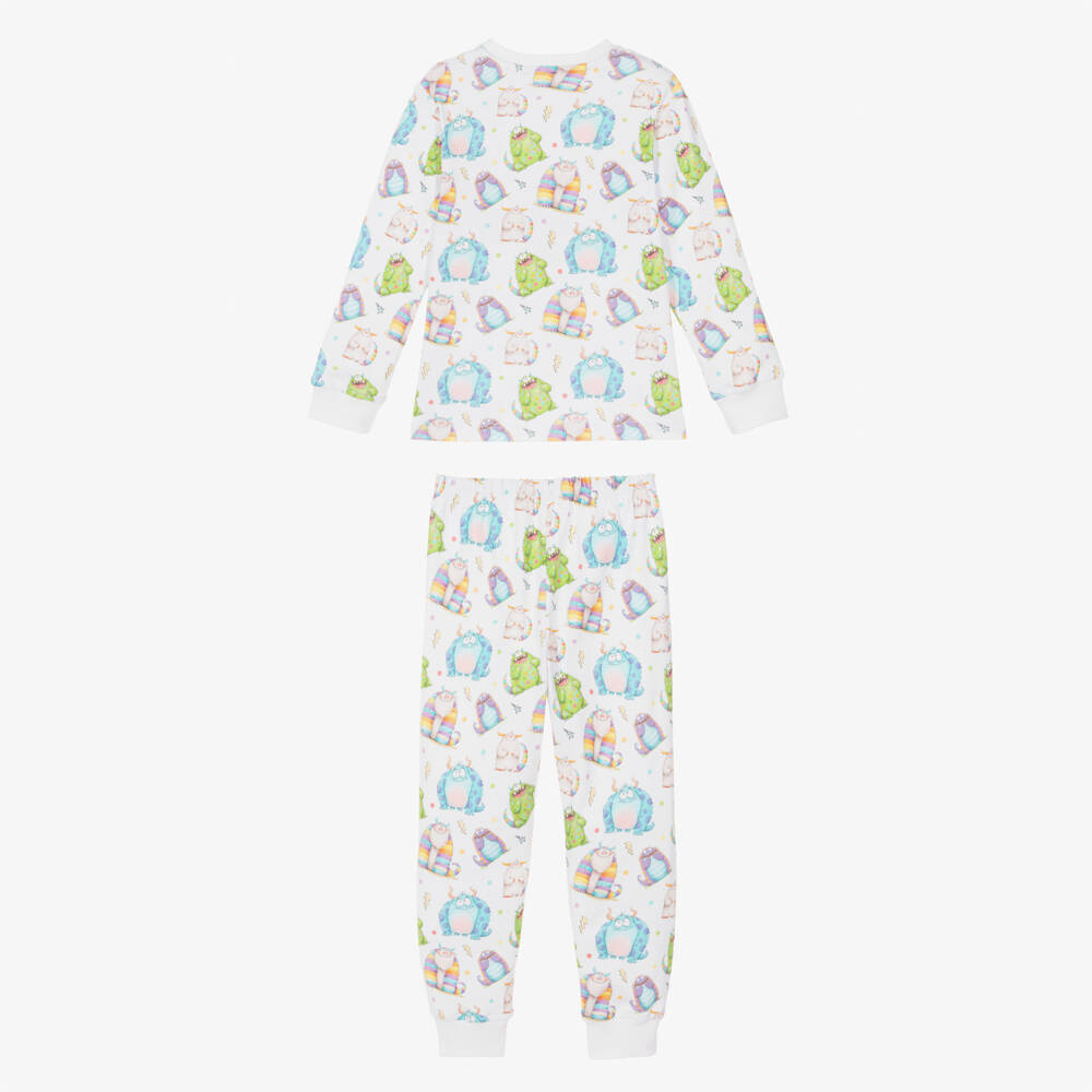 My Little Pie-White Monster Print Supima Cotton Pyjamas | Childrensalon Outlet