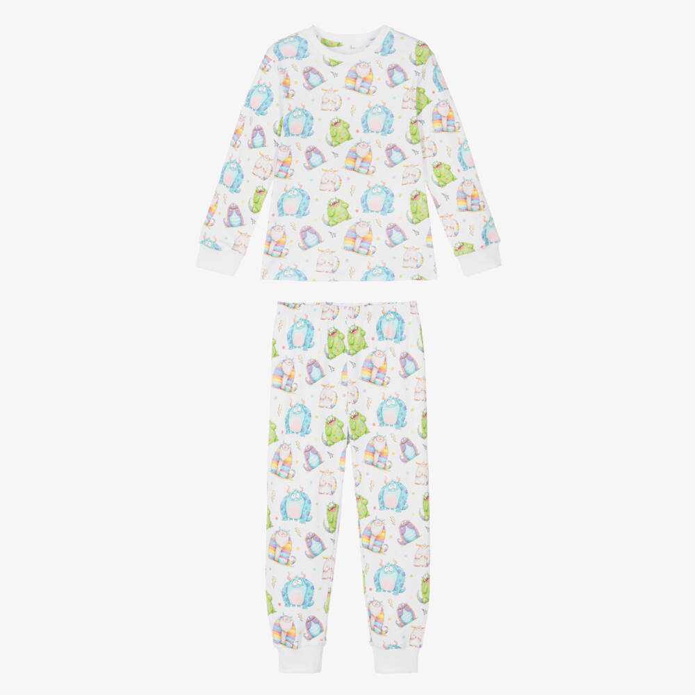My Little Pie-White Monster Print Supima Cotton Pyjamas | Childrensalon Outlet