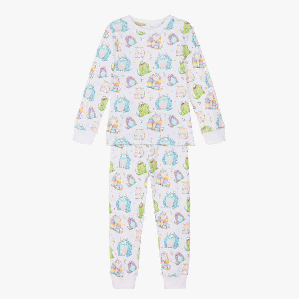 My Little Pie-White Monster Print Supima Cotton Pyjamas | Childrensalon Outlet