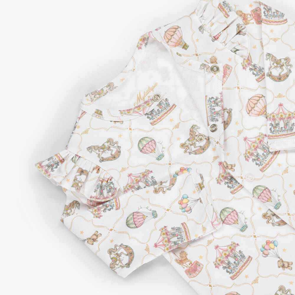 My Little Pie-White & Pink Supima Cotton Coquette Babysuit Set | Childrensalon Outlet