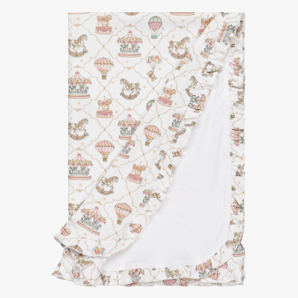 My Little Pie-White & Pink Supima Cotton Coquette Blanket (80cm) | Childrensalon Outlet