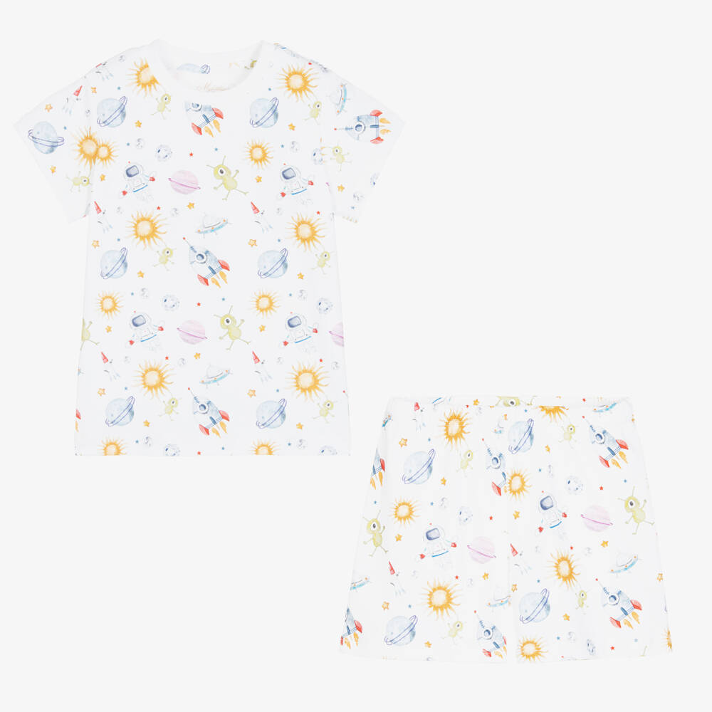 My Little Pie-بيجاما شورت قطن عضوي سوبيما لون أبيض | Childrensalon Outlet