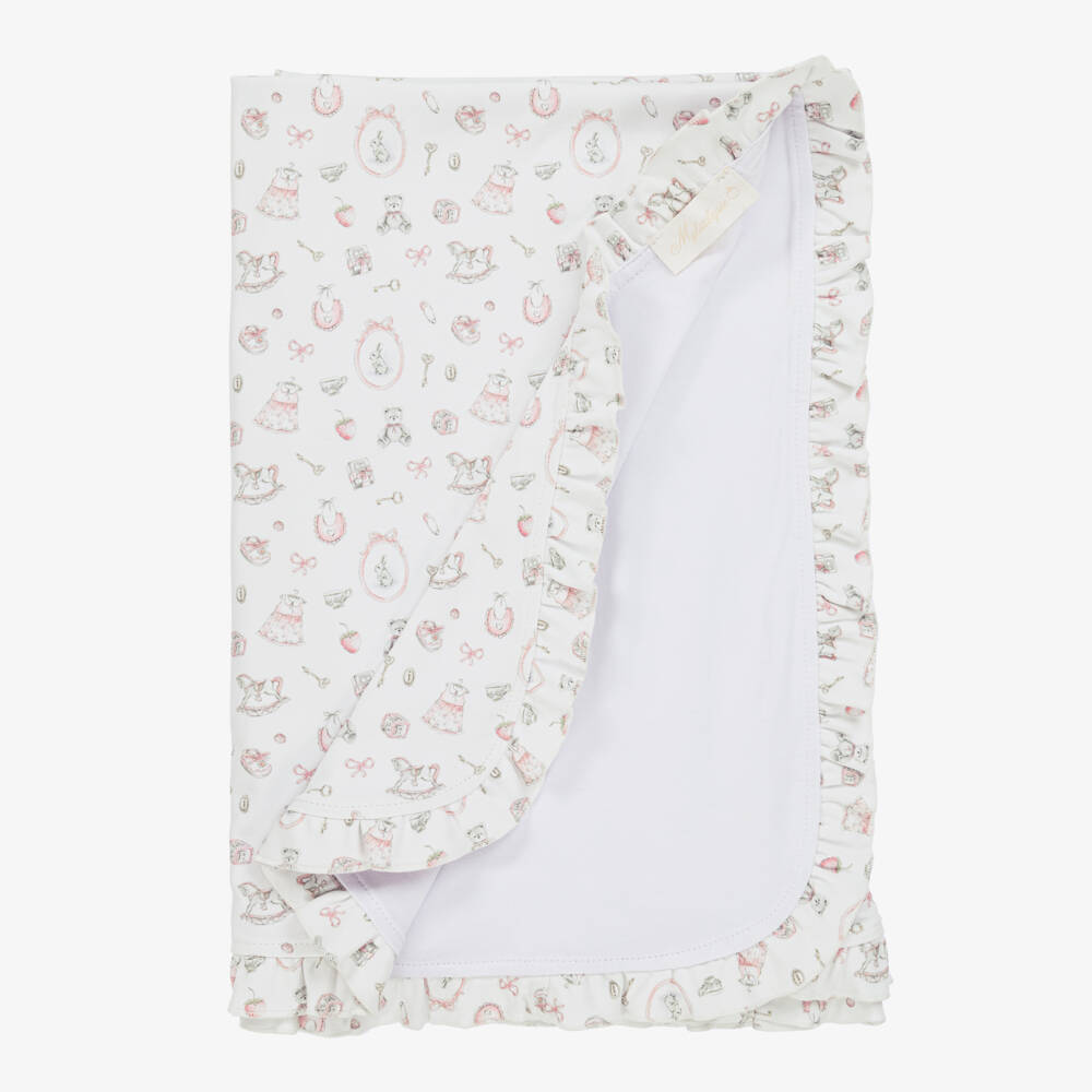 My Little Pie-White Supima Cotton Delicate Pink Blanket (80cm) | Childrensalon Outlet