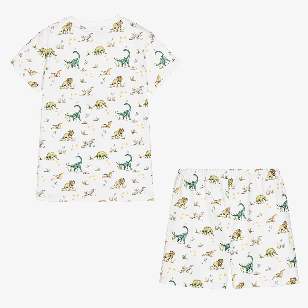 My Little Pie-Белая пижама из хлопка супима с динозаврами | Childrensalon Outlet