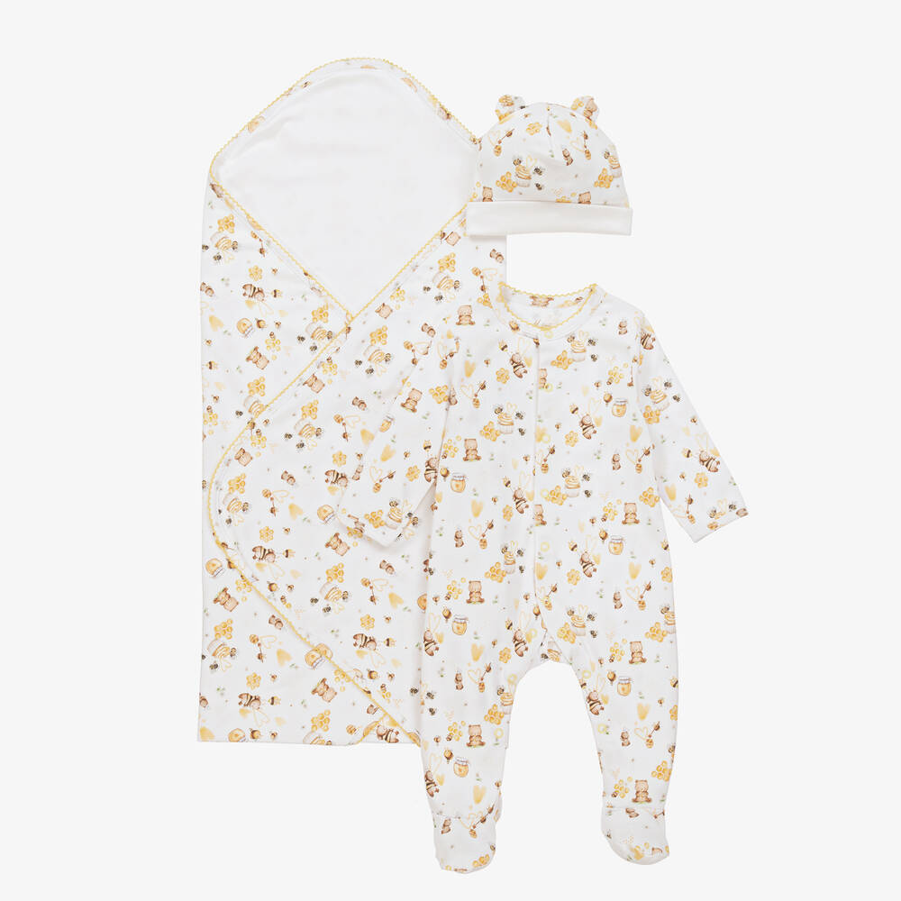 My Little Pie - White Supima Cotton Honey Babysuit Set | Childrensalon