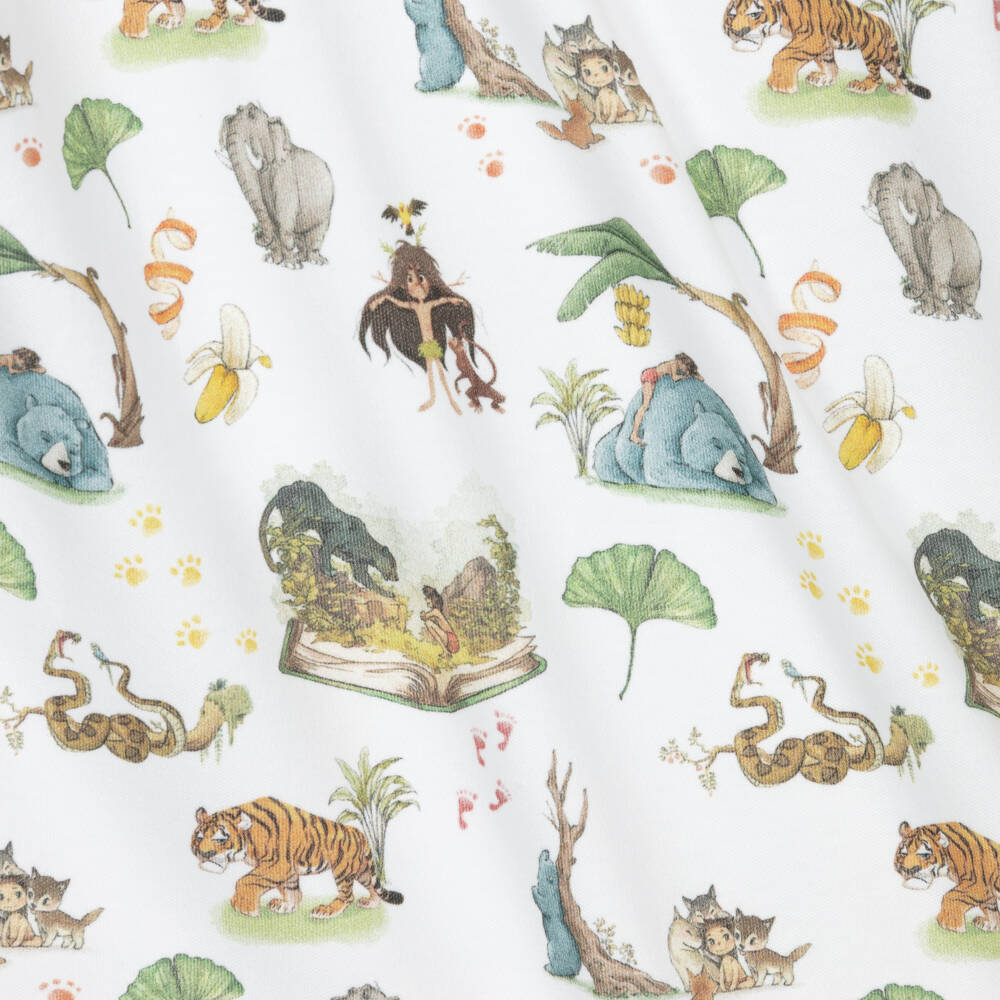My Little Pie-White Supima Cotton Jungle Book Print Short Pyjamas | Childrensalon Outlet