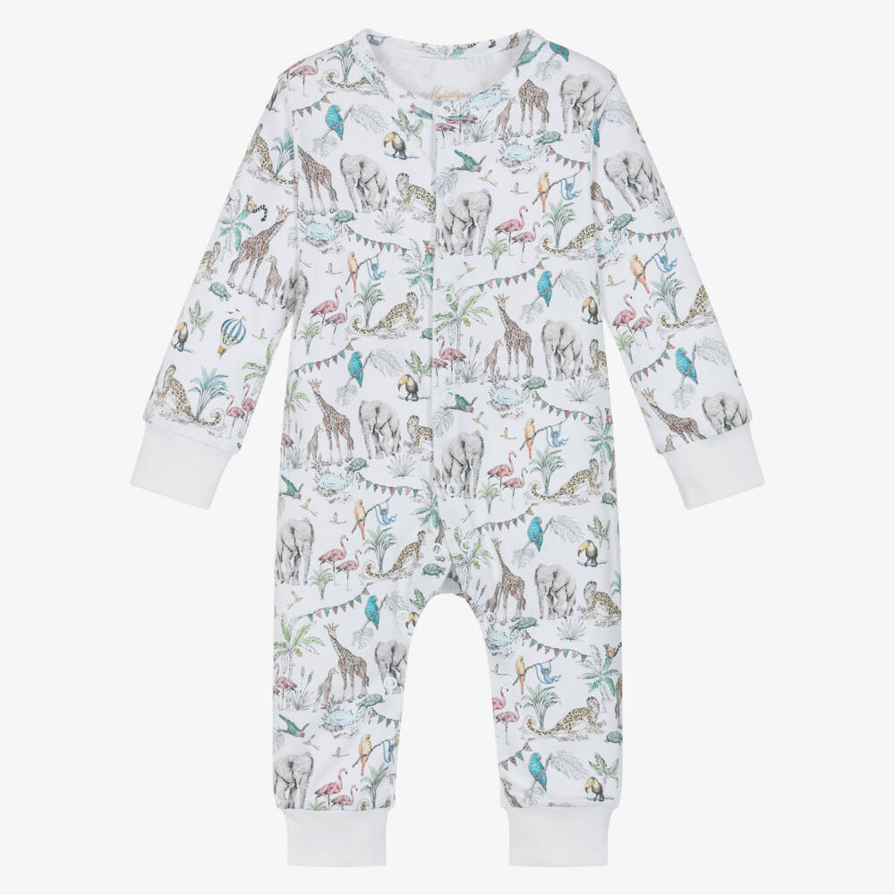 My Little Pie-White Supima Cotton Madagaskar Print Baby Romper | Childrensalon Outlet