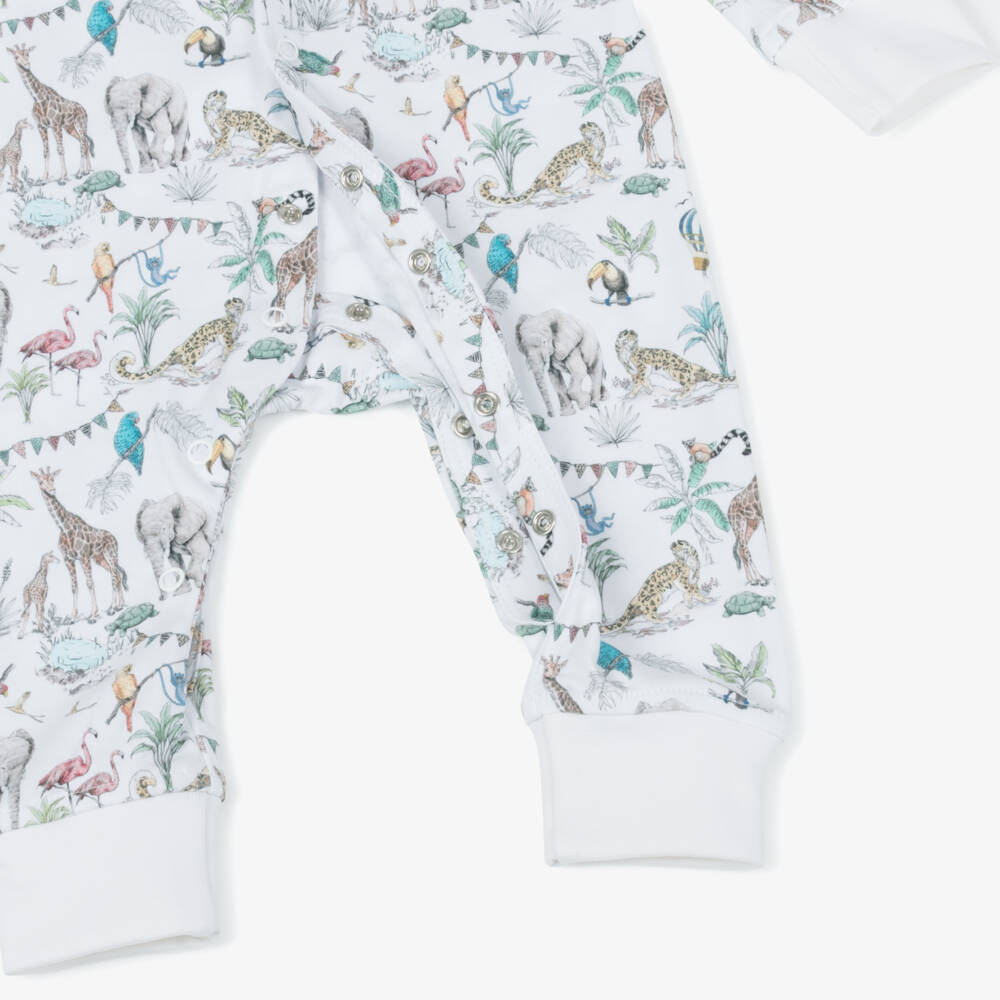 My Little Pie-White Supima Cotton Madagaskar Print Baby Romper | Childrensalon Outlet