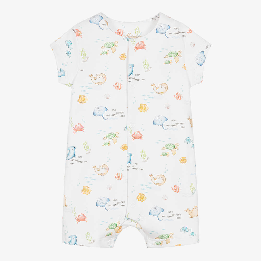 My Little Pie - White Supima Cotton Marine Life Shortie | Childrensalon