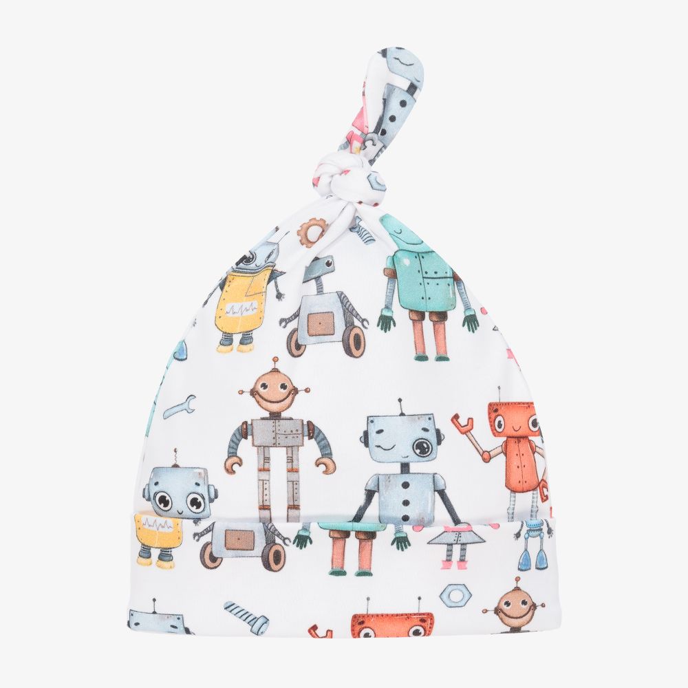 My Little Pie - Bonnet blanc en coton Supima Robot | Childrensalon