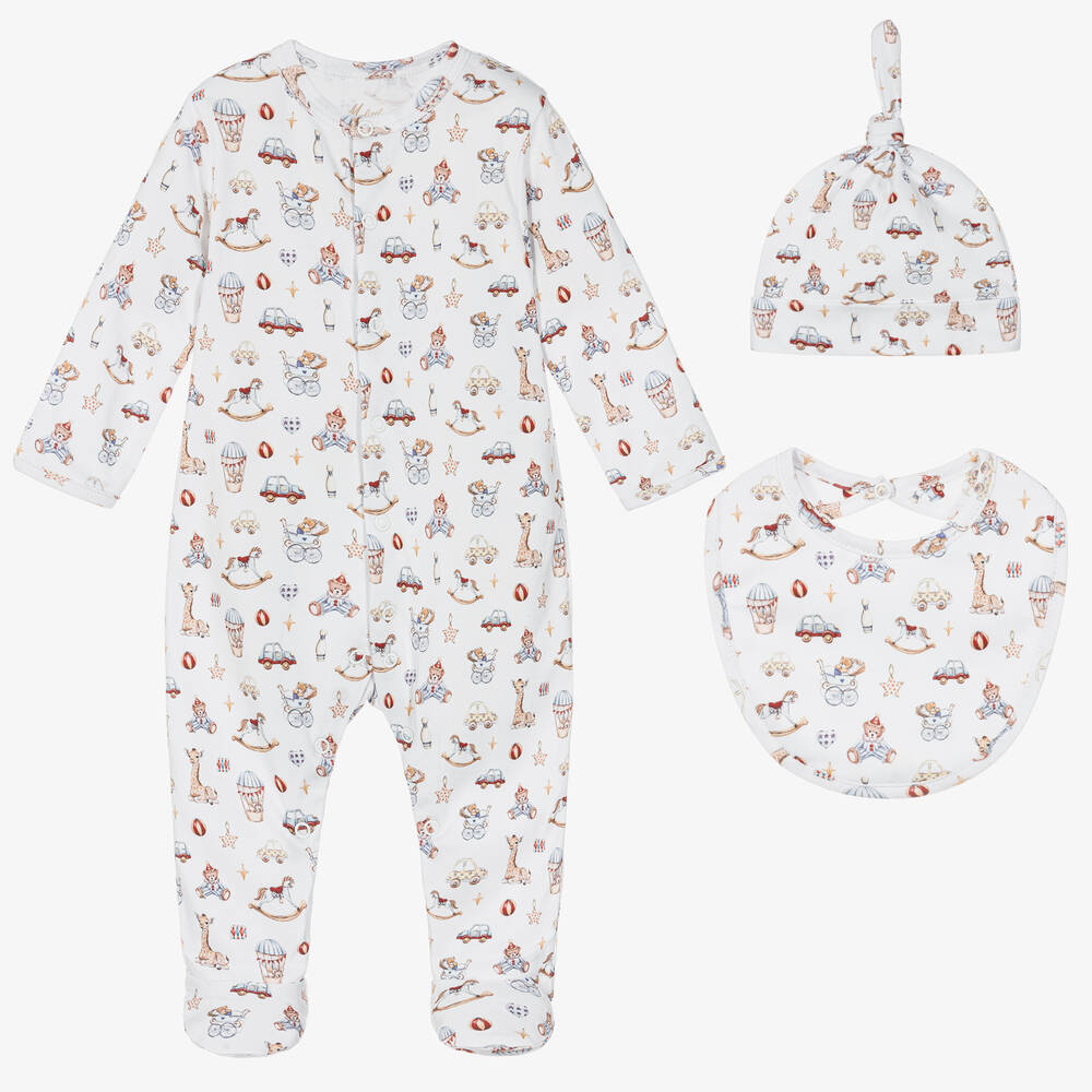 My Little Pie - Weißes Vintage Supima-Strampler-Set | Childrensalon