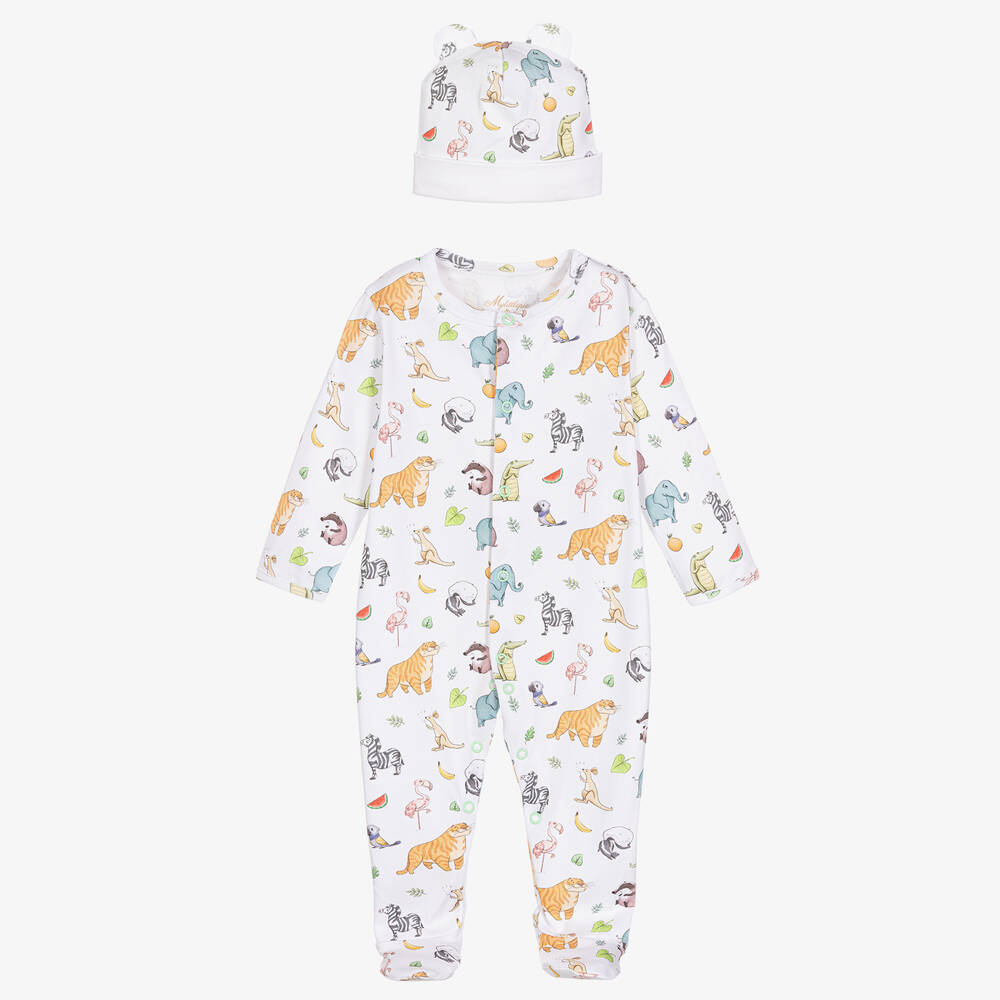 My Little Pie - White Zooland Babygrow & Hat Set | Childrensalon