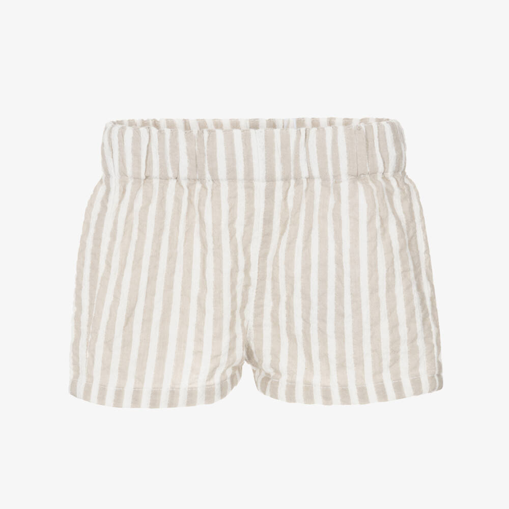 NAME IT-Baby Boys Beige & White Stripe Cotton Shorts | Childrensalon Outlet