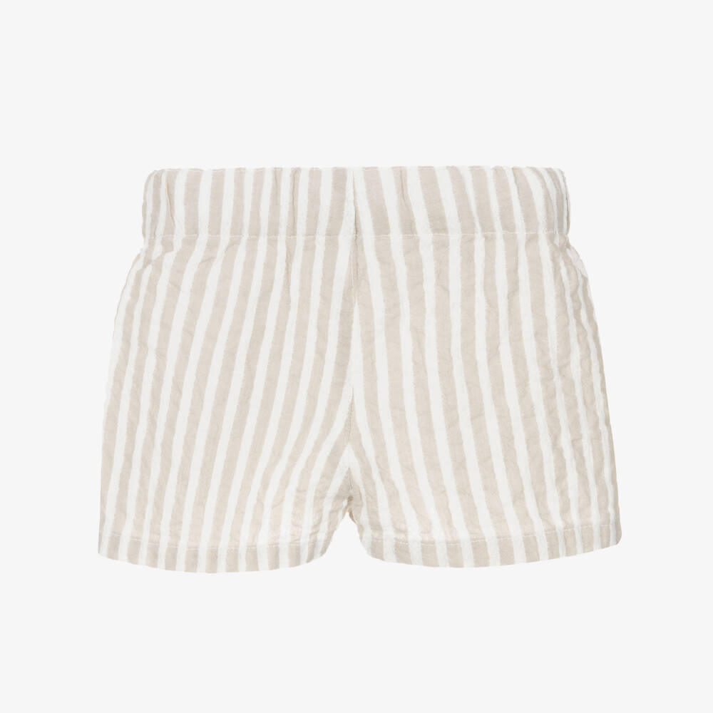 NAME IT-Baby Boys Beige & White Stripe Cotton Shorts | Childrensalon Outlet