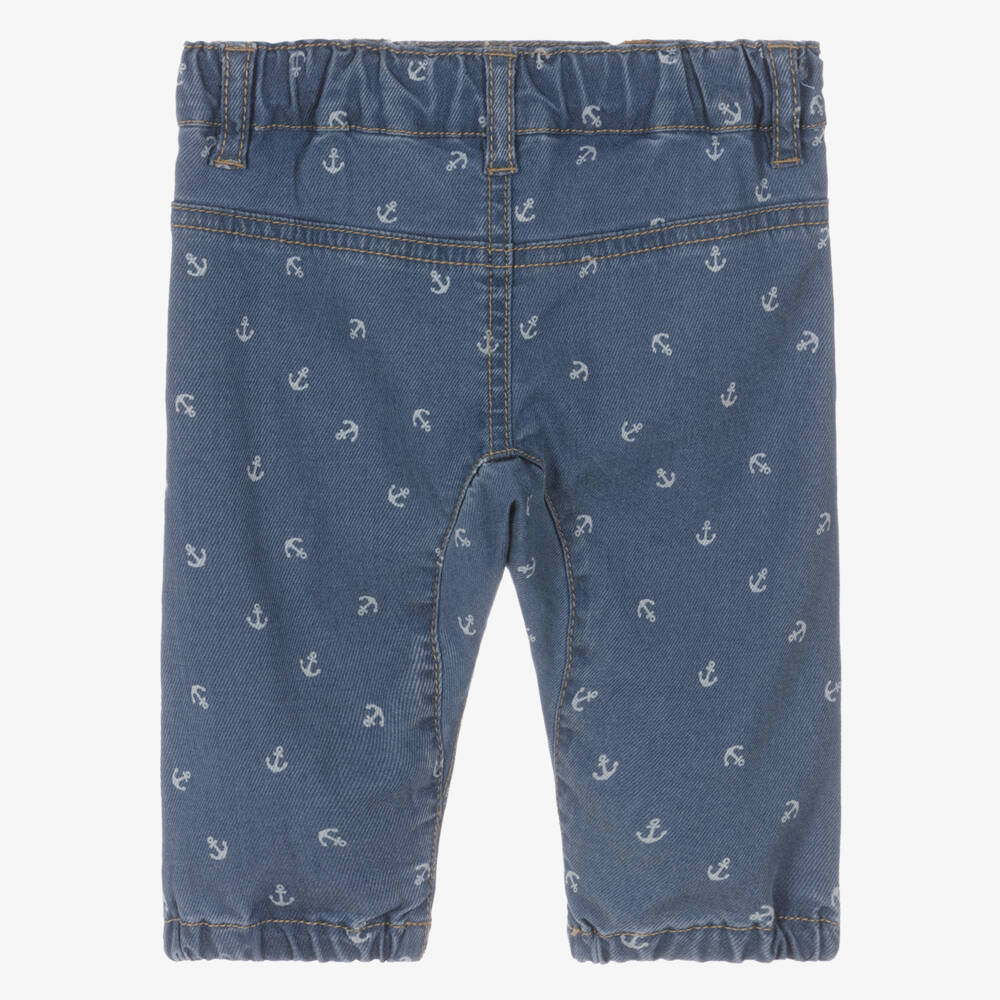 NAME IT-Baby Boys Blue Anchor Print Denim Jeans | Childrensalon Outlet