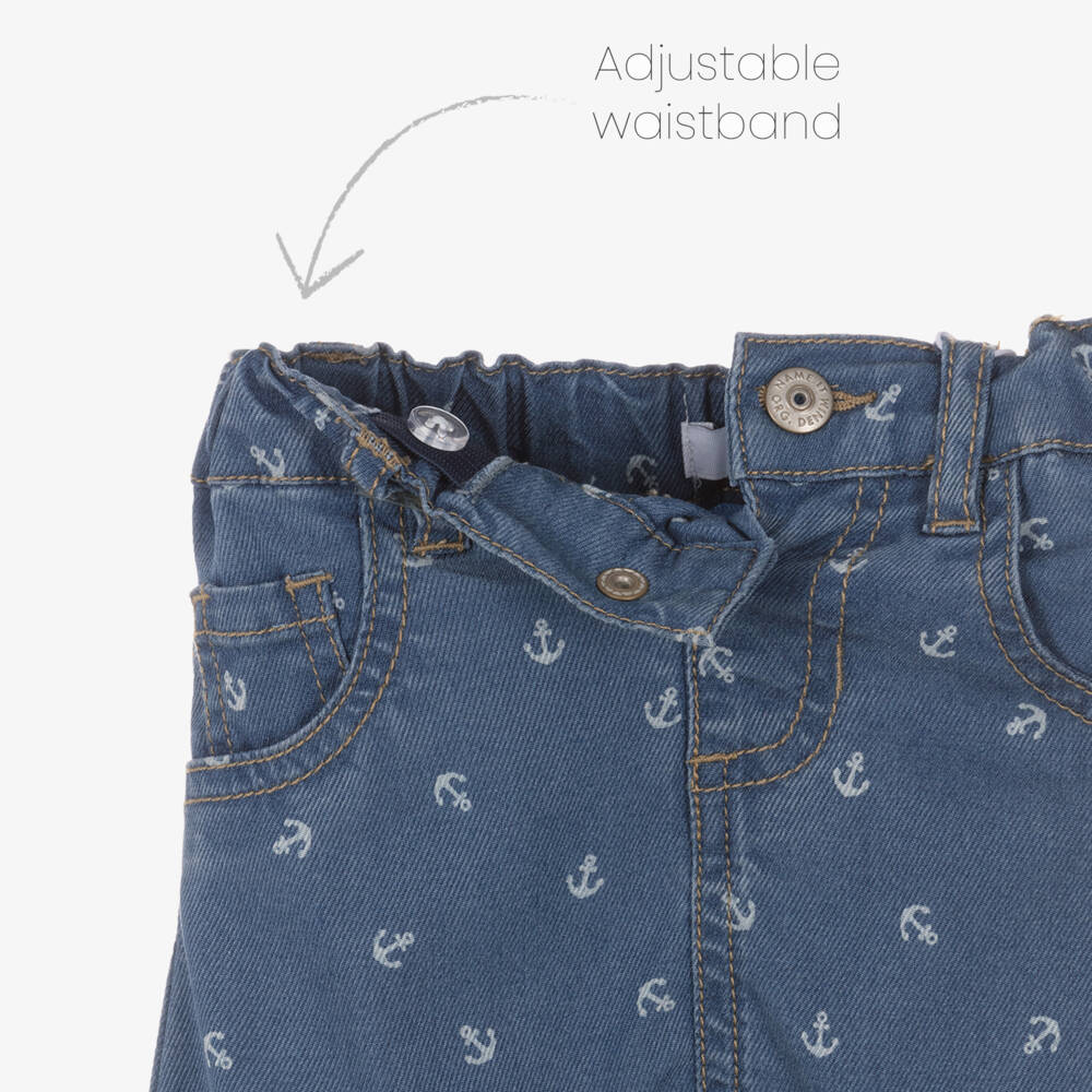 NAME IT-Baby Boys Blue Anchor Print Denim Jeans | Childrensalon Outlet