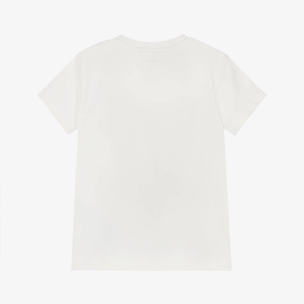 NAME IT-Baby Boys Ivory Cotton T-Shirt with Whale Motif | Childrensalon Outlet