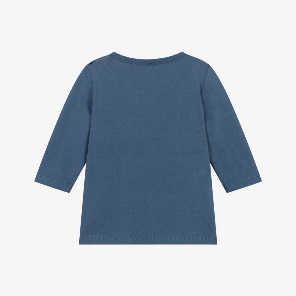 NAME IT-Baby Boys Navy Blue Cotton Top with Embroidered Bear | Childrensalon Outlet
