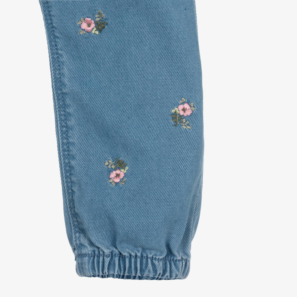 NAME IT-Baby Girls Blue Chambray Jeans with Embroidered Flowers | Childrensalon Outlet