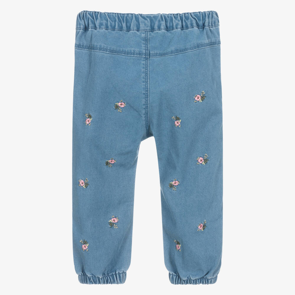 NAME IT-Baby Girls Blue Chambray Jeans with Embroidered Flowers | Childrensalon Outlet