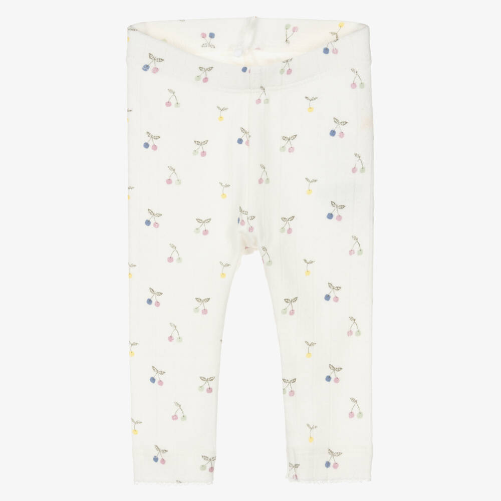 NAME IT-Baby Girls Ivory Cherry Print Pointelle Jersey Leggings | Childrensalon Outlet