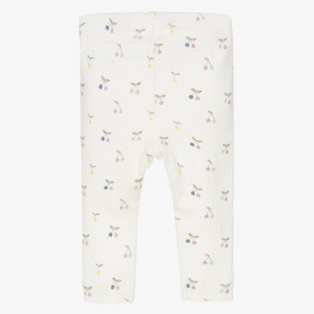 NAME IT-Baby Girls Ivory Cherry Print Pointelle Jersey Leggings | Childrensalon Outlet