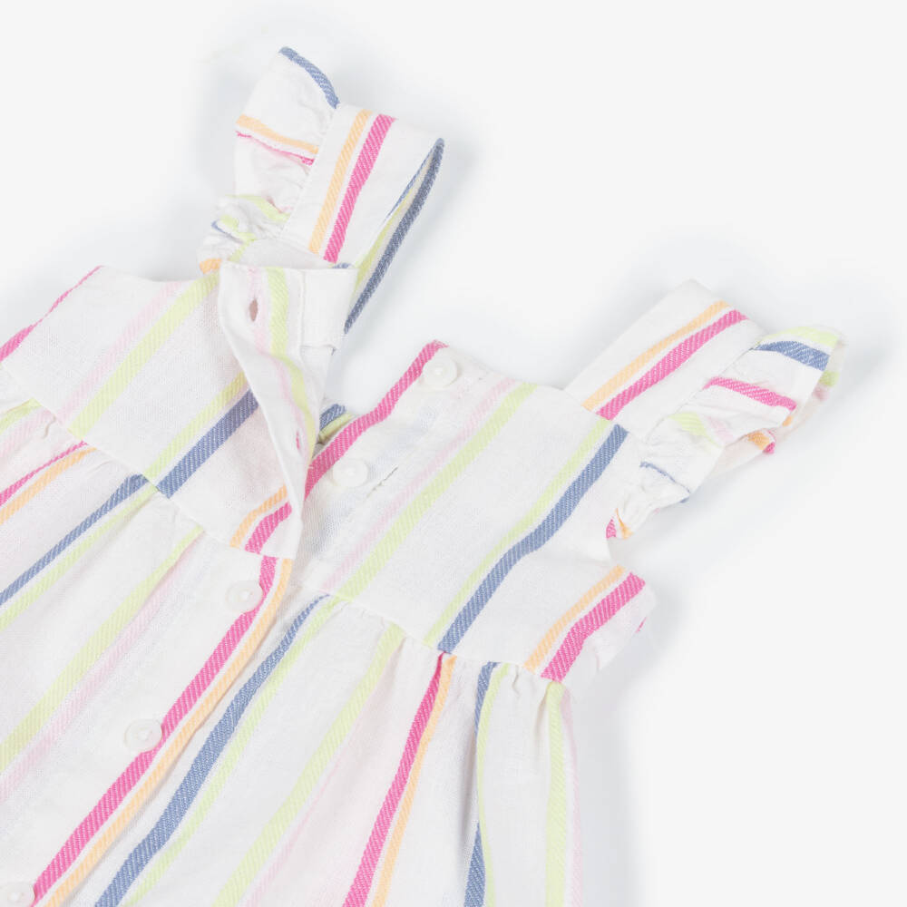 NAME IT-Baby Girls Ivory Multi Stripes Cotton Dress | Childrensalon Outlet