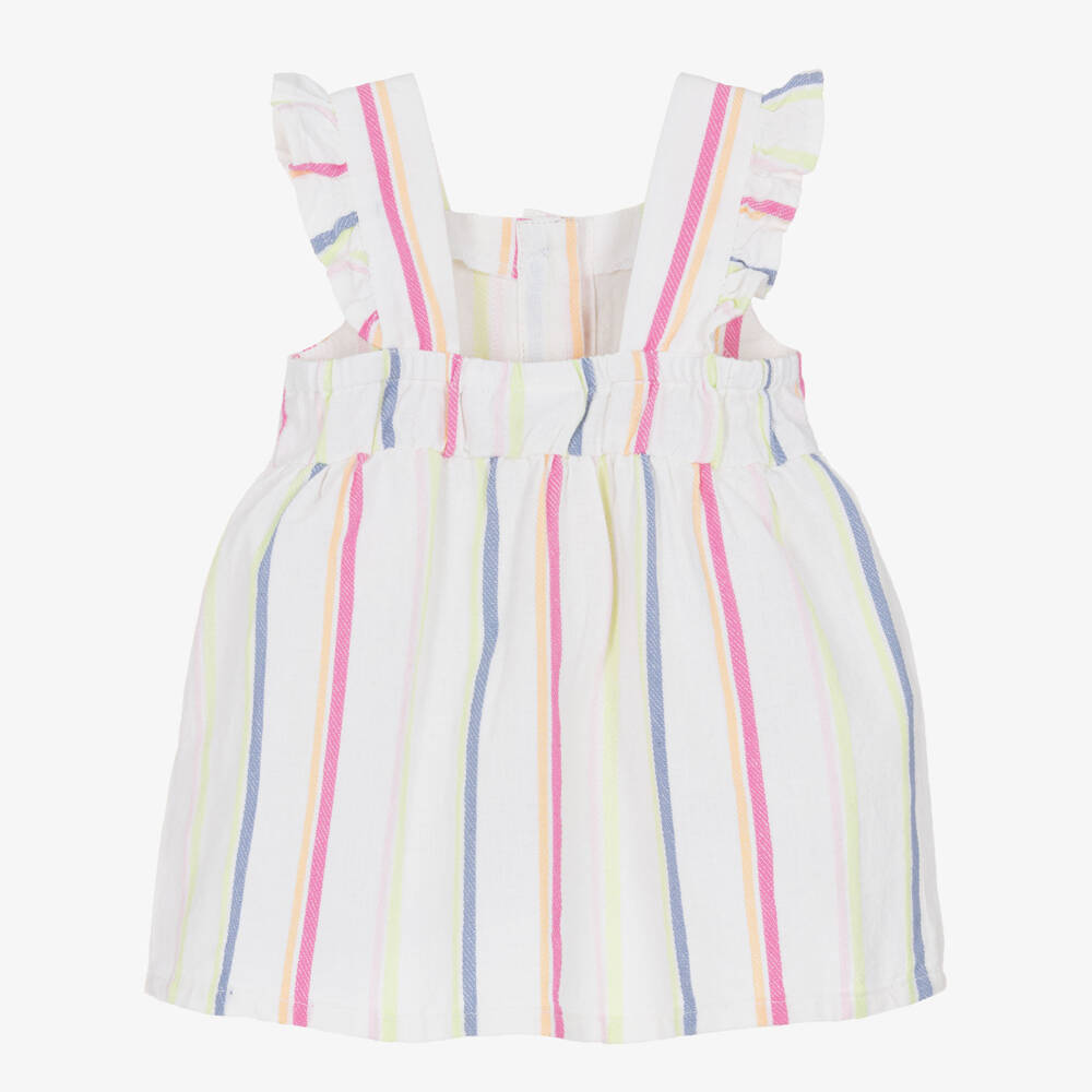 NAME IT-Baby Girls Ivory Multi Stripes Cotton Dress | Childrensalon Outlet