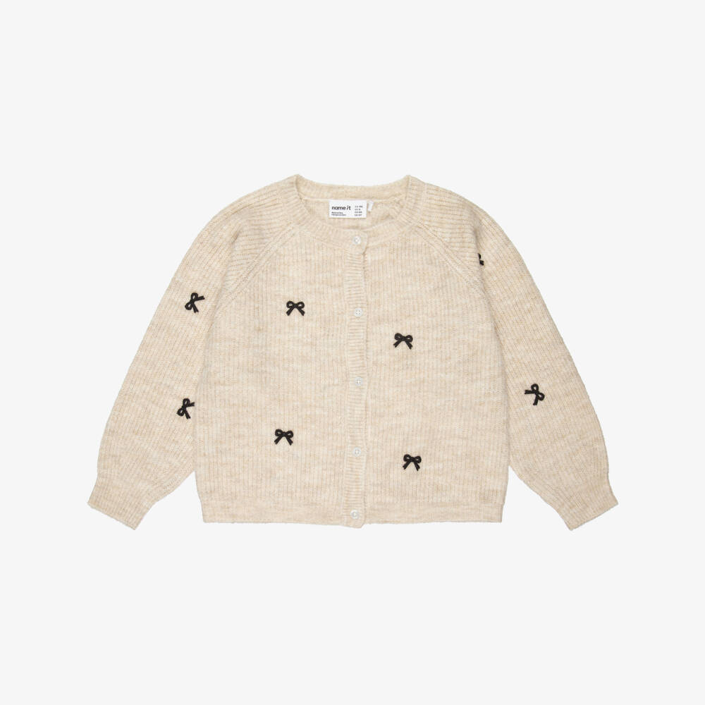 NAME IT-Beige Black Bows Cardigan | Childrensalon Outlet