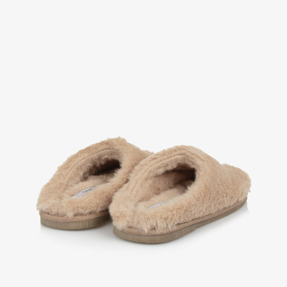 NAME IT-Beige Faux Fur Reindeer Slippers | Childrensalon Outlet