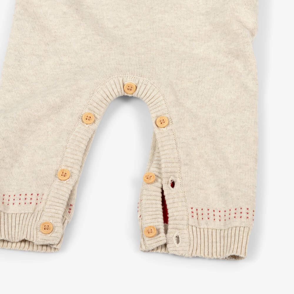 NAME IT-Beige Festive Pattern Knitted Cotton Romper | Childrensalon Outlet