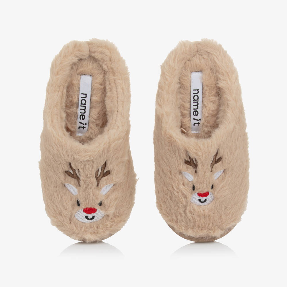 NAME IT-Beige Reindeer Slipper | Childrensalon Outlet