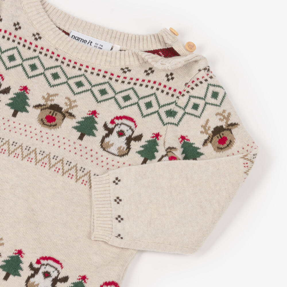NAME IT-Beige Xmas Sweater | Childrensalon Outlet