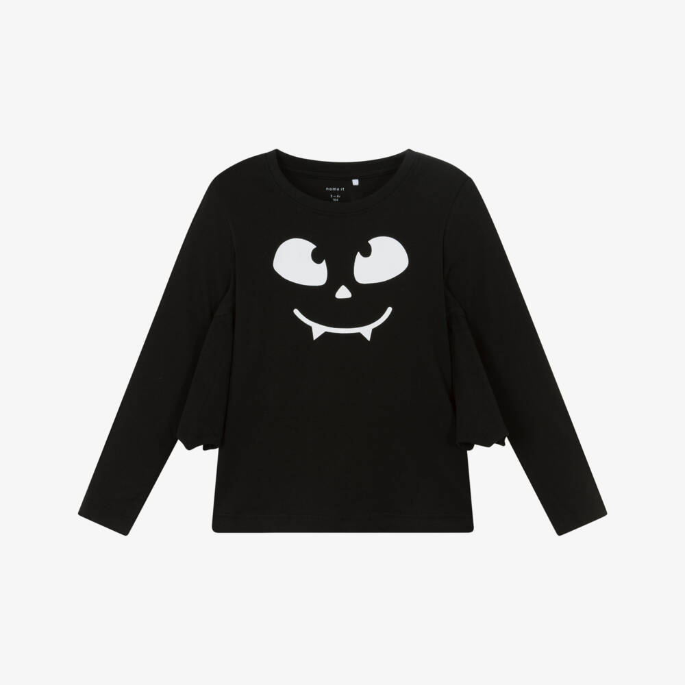 NAME IT-Black Cotton Bat Wing Top | Childrensalon Outlet