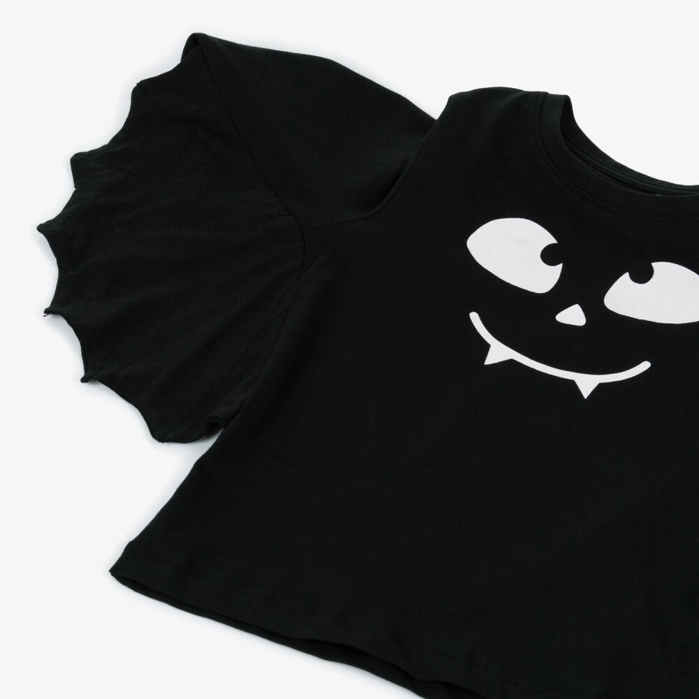NAME IT-Black Cotton Bat Wing Top | Childrensalon Outlet